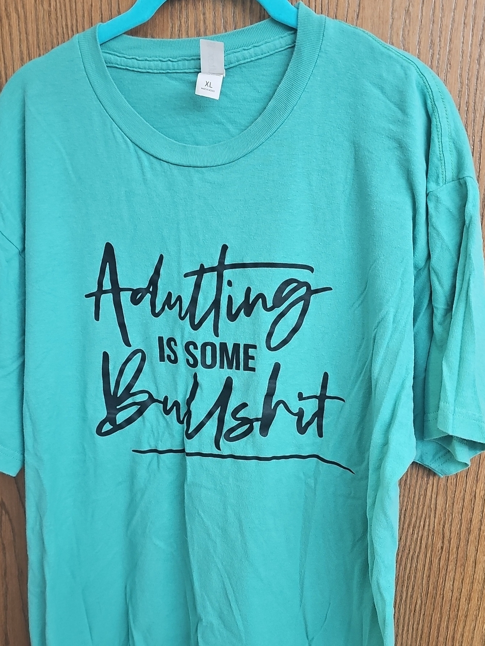 Tultex Turquoise Short Sleeve Tee with Black Script